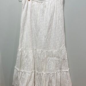 White Eyelet Tiered Maxi Skirt